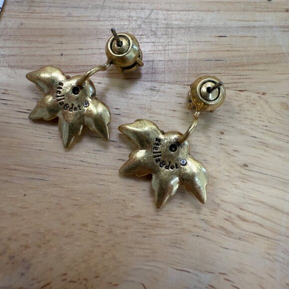 Stella & Dot Gold-Tone Crystal & Moonstone Spike Jacket Style Earrings - Picture 3 of 9